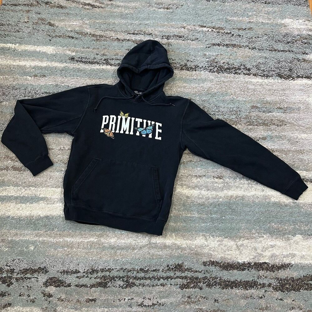 Primitive Skateboarding Black Hoodie Butterflies Size Small